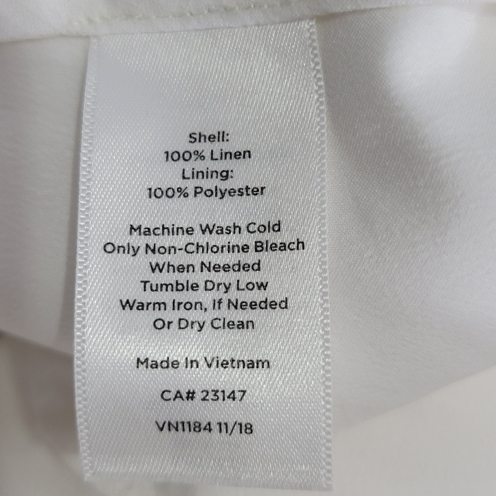 Talbots Windsor Curvy Pants Womens 12P White Linen Straight Leg Coastal Preppy - Picture 7 of 11